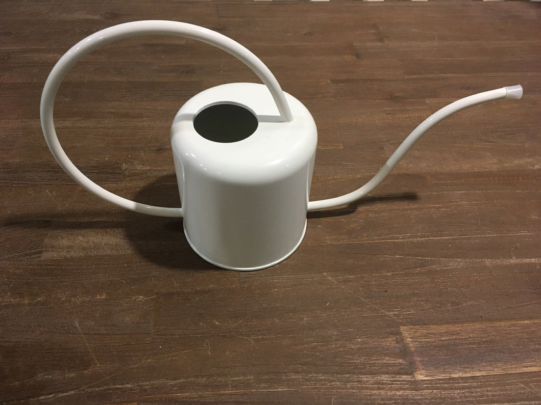 Premium galvanised metal antique watering can- white